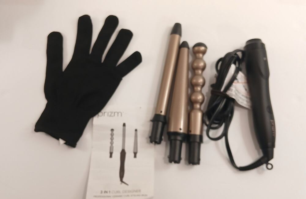 NEW Prizm 3 in 1 Professional Curling Iron Ceramic, Bubble & Tapered Barrel